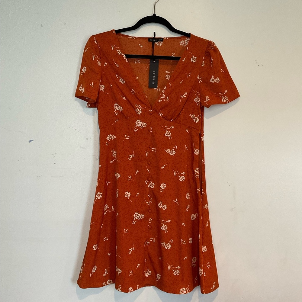 Orange floral dress